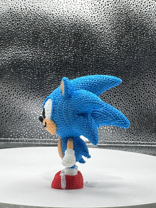 Blue Hedgehog Knitted Style 3D Printed