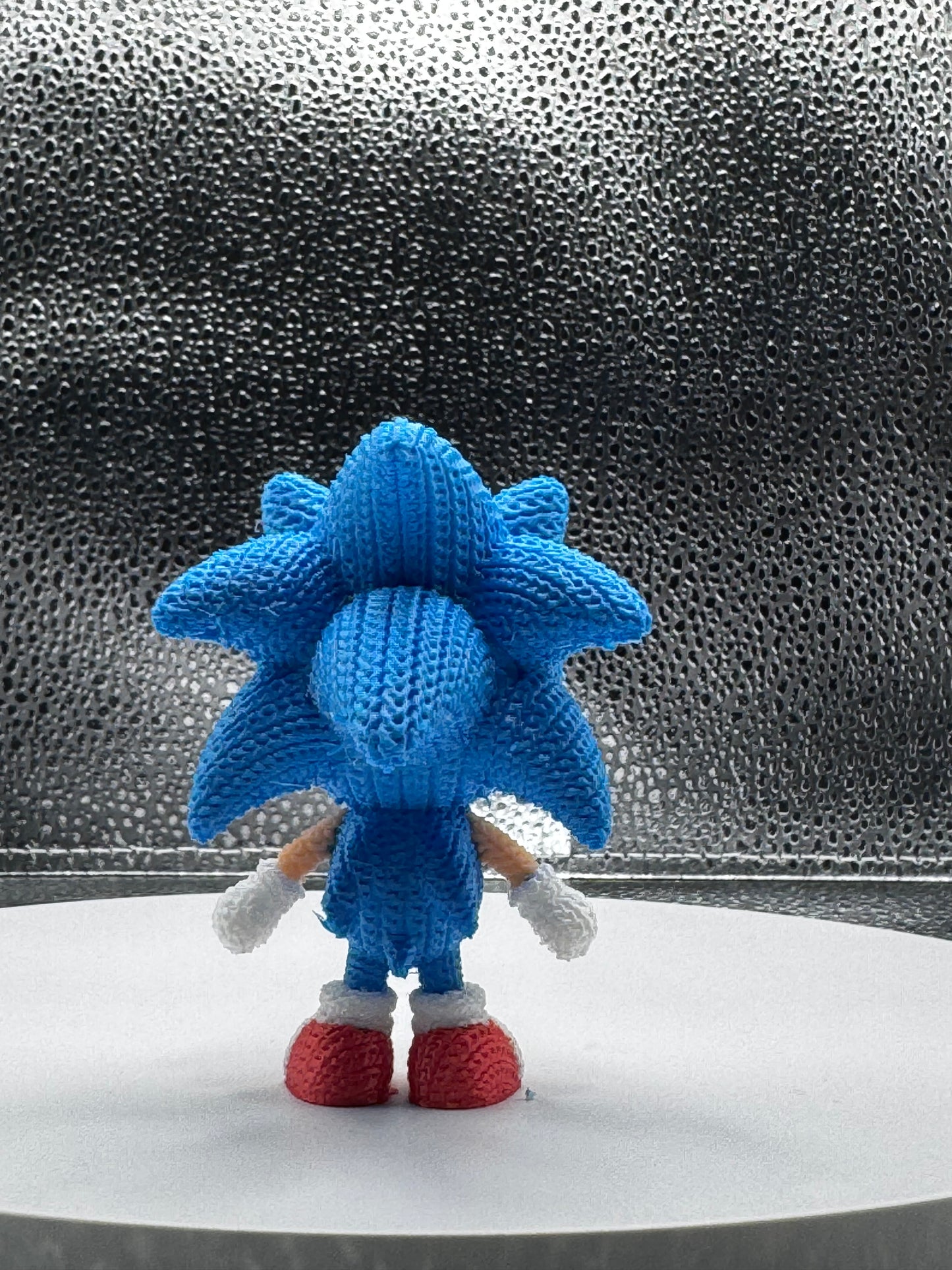 Blue Hedgehog Knitted Style 3D Printed
