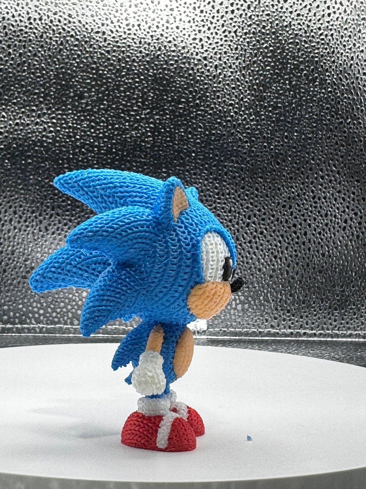 Blue Hedgehog Knitted Style 3D Printed