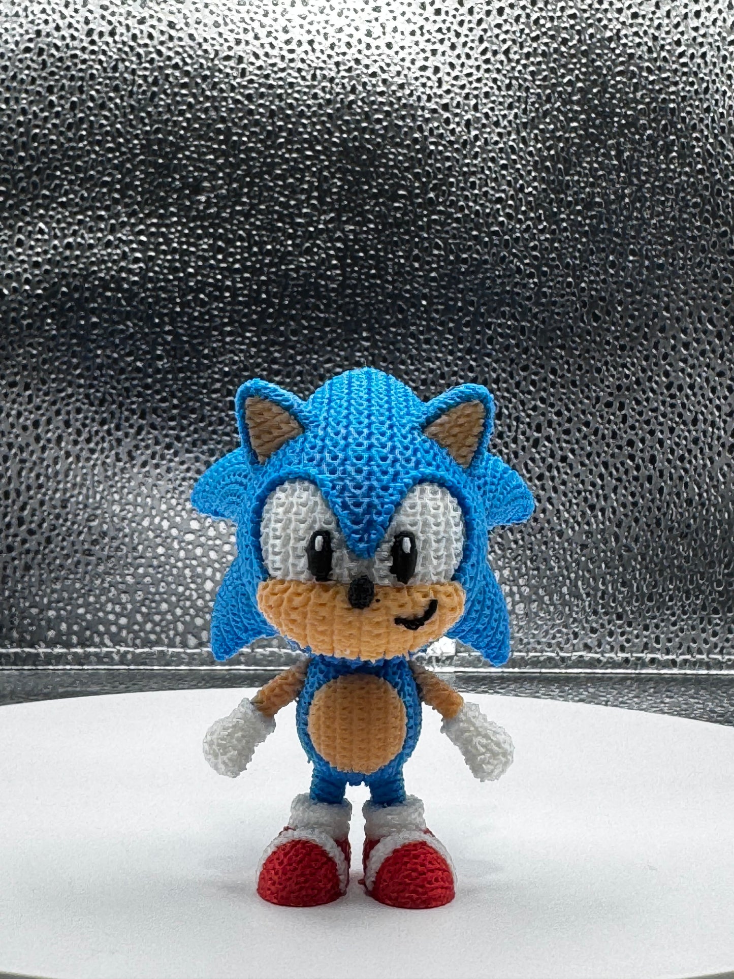 Blue Hedgehog Knitted Style 3D Printed