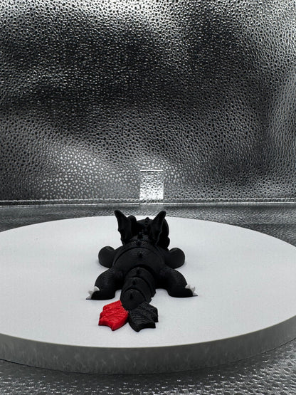 Black and White Dragon 3d Print COLORED 4.5 Inches Long -Flexi - Fidget