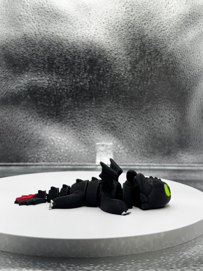 Black and White Dragon 3d Print COLORED 4.5 Inches Long -Flexi - Fidget