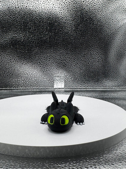 Black and White Dragon 3d Print COLORED 4.5 Inches Long -Flexi - Fidget