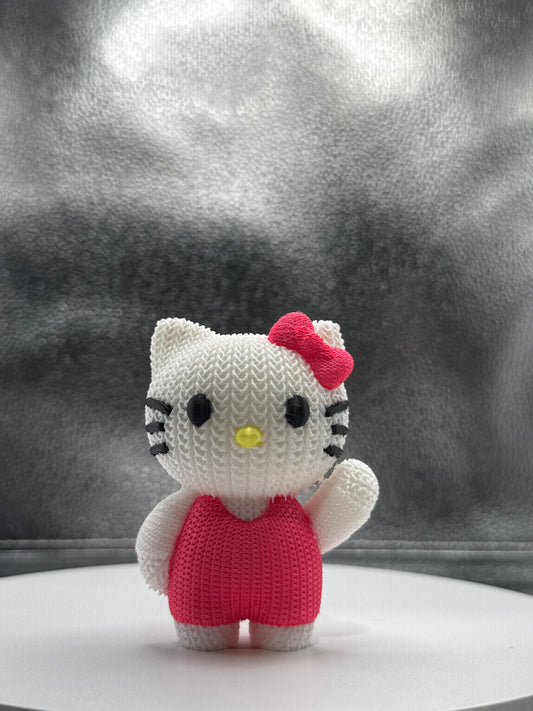 Hi Cat Knitted Style 3d Print - COLORED