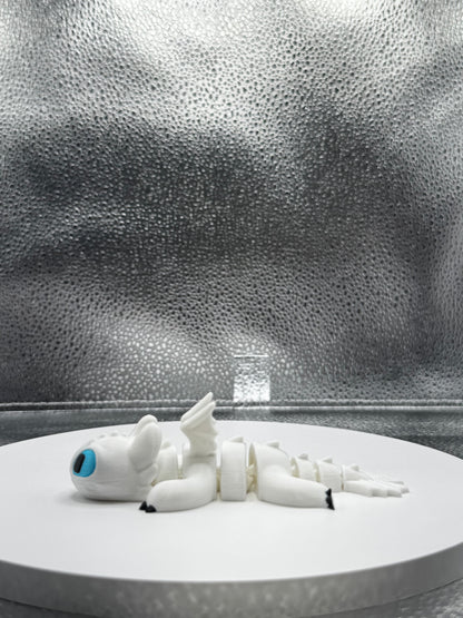 Black and White Dragon 3d Print COLORED 4.5 Inches Long -Flexi - Fidget